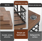 Wican Guest Towel Holder Tray for Bathroom, Oak and Iron Napkins Holder for Powder Room Dinning Table Wooden Basket for Disposable Paper Hand Towels Black & Walnut