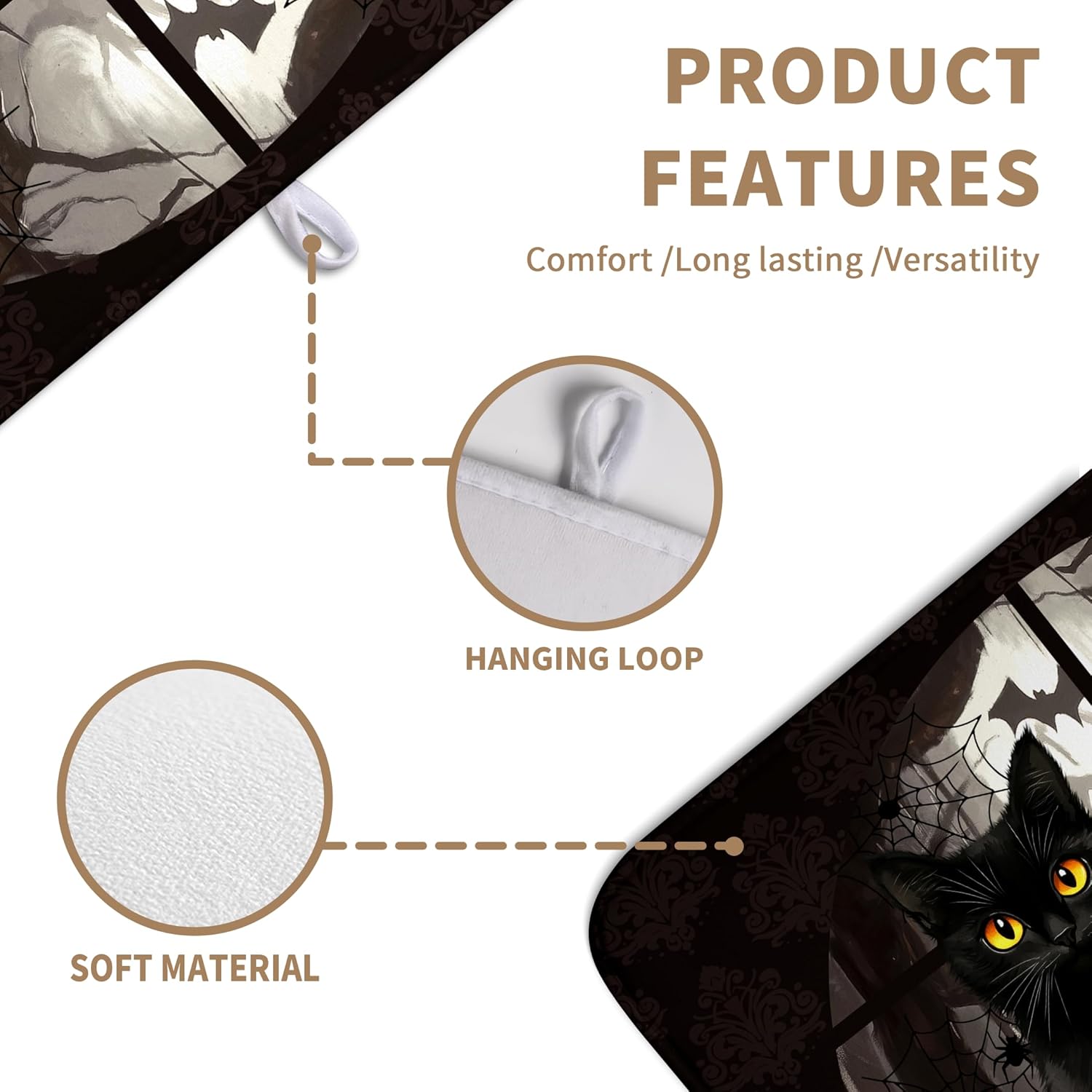 Halloween Black Cat Dish Drying Mat Fall Halloween Pumpkins Large Kitchen Mats Dish Drying Pad Absorbent Dish Dryer Mat for Kitchen Countertops Microfiber Drainer Pad Dish Drying Mats (18x24 in)