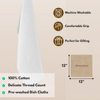 Native Fab Waffle 12 Pack Dish Cloths - 100% Cotton, Soft, Absorbent, Quick Drying, Washable Towels for All Cleaning, Cooking & Baking - Ideal for Home, BBQ, Hotels, Bars - 12x12 Inches - White