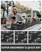 AMOAMI Coffee Mat Hide Stain Rubber Backed Absorbent Dish Drying Mat for Kitchen Counter - Fits Under Coffee Maker & Espresso Machine (16X24, Ink)