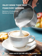 14-in-1 Electric Milk Frother and Steamer with Dual Detachable Cups (21oz & 13.5oz), IH Fast Heating Milk Warmer for Lattes/Cappuccinos/Hot Chocolate, Smart Memory, Dishwasher Safe