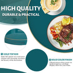 MAONAME 13" Round Tray, Teal Serving Trays with Handles, Modern Decorative Trays for Coffee Table, Plastic Ottoman Tray for Ottoman, Bathroom, Decor