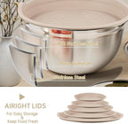 Mixing Bowls Set, 27PCS Khaki Mixing Bowls With Lids Set Stainless Steel Kitchen Large Nesting Metal Bowl 7QT to 1.5QT, Measuring Cups and Spoons for Prepping Cooking Serving