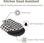 1 Pair Short Oven Mitts, Heat Resistant Silicone Kitchen Mini Oven Mitts for 500 Degrees, Non-Slip Grip Surfaces and Hanging Loop Gloves, Baking Grilling Barbecue Microwave Machine Washable