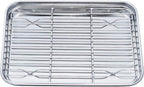TeamFar Toaster Oven Pan Tray with Cooling Rack, Stainless Steel Toaster Ovenware Pan, Compact 8''x10''x1'', Healthy & Non Toxic, Rust Free & Easy Clean - Dishwasher Safe