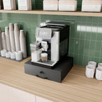 NiHome Acacia Wood Coffee Machine Tray with Pod Drawer, Smooth Wheels Rolling Appliance Slider, Large Drawer for K-Cups, Tea Bags, Under Cabinet Countertop Caddy for Espresso Maker, Blender, Air Fryer