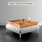 22-INCH Huge Ottoman Tray for for Living Room Large Wood Trays for Ottoman Square Wooden Serving Trays with Handles Decorative Trays for Party, Food Serving, Breakfast, Dinner, Coffee Tea, Appetizers