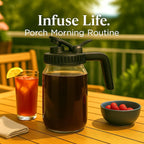 Cold Brew Coffee Maker 64OZ Marson Jars Wide Mouth Glass Picther Spout Lid with Stainless Steel Filter,Leakproof Maker for Iced Tea,Espresso,Lemonade-Black