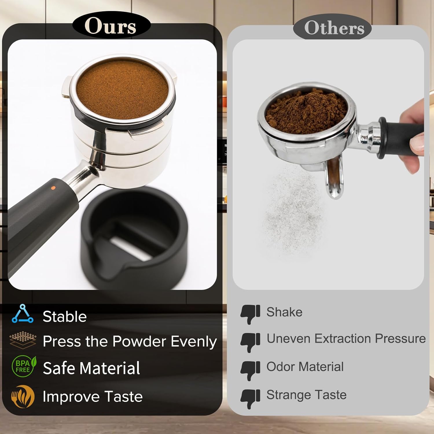 Coffee Tamping Base for Ninja Espresso Machine ES601/ES701 Portafilter, Improves Tamping Stability and Extraction, Sturdy Tamping Station Portafilter Holder for Ninja Luxe Cafe Accessories, Black