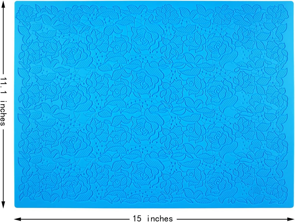 Embossing Lace Fondant Molds, Silicone Cake Fondant Mat, Rose Impression Lace Mold, Multi Circle Flowers Lace Mat Wedding Cake Decoration Tool