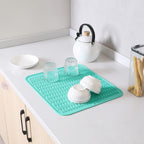 Silicone Dish Drying Mat for Multiple Usage,Easy clean,Eco-friendly,Heat-resistant Silicone Mat for Kitchen Counter or Sink,Refrigerator or Drawer Liner Mint 2XL 24 inches x 18 inches