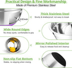 TeamFar Mixing Bowls, 5PCS Stainless Steel Serving Salad Bowls with Lids, For Kitchen Mixing/Baking/Storing/Prepping, Visible & Airtight, Non-Slip Bottom - 4.6/3.5/1.5/1 / 0.7 QT, Multi-color