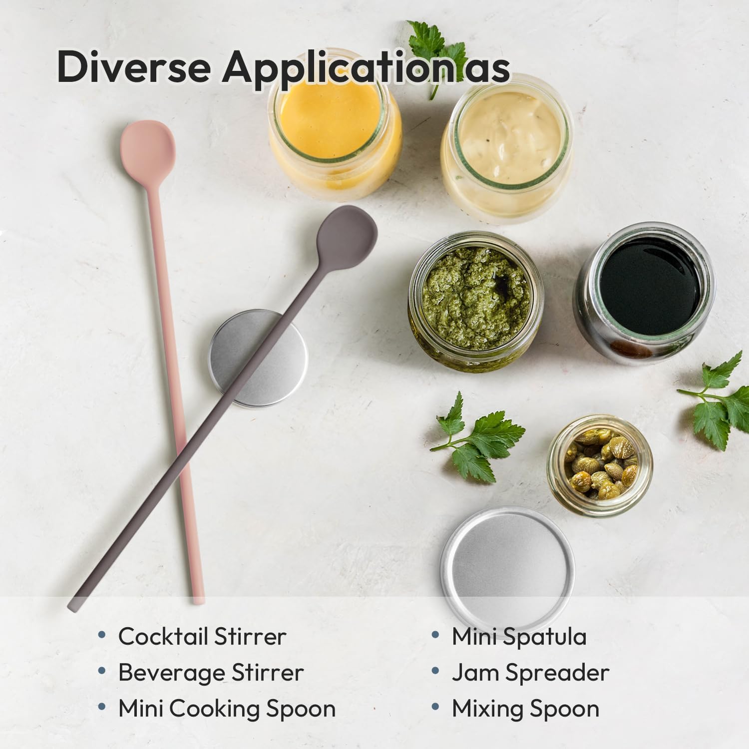 carrotez 9.9" Silicone coffee stirrer, Long Reusable Coffee Spoon for Iced Tea, Multipurpose Beverage Stirring Spoon - Soft Pink