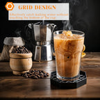 10 Pcs 4 Inch Coffee Drip Tray, Black Plastic Octagon Coffee Countertop Drip Coaster with Detachable Grid Drip Tray for Drink Dispenser Bar Restaurant Party