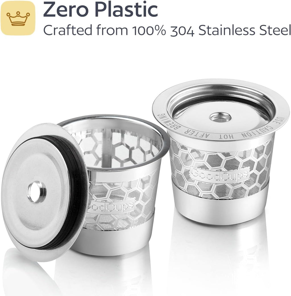 2 Stainless Steel Reusable K Cups for Keurig Coffee Makers - Compatible with K-Express, K-Elite, K-Classic, K-Mini, K-Mini Plus, K-Select, K-Cafe & K-Iced Brewers