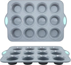 To encounter 2Pack Silicone Muffin Pan with Metal Frame, 12 Cup Regular Size Cupcake Pan, Non-Stick Baking Tray, Food Grade Baking Molds for Oven, Dishwasher Safe