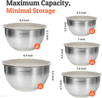 Priority Chef Premium Mixing Bowls With Airtight Lids Set, Thicker Stainless Steel Mixing Bowl Set, Large Prep Metal Bowls with Lids, Nesting Bowls for Kitchen, 1.5/2/3/4/5 Qrt, Khaki