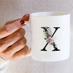Retreez Initial A-Z Floral Botanical Bouquet Alphabet Monogrammed Monogram Mug 11 Oz Ceramic Tea Coffee Mugs - Appreciation Thank You Wedding Birthday Gifts for her friend coworker sister - X Initial
