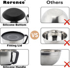 Rorence Stainless Steel Mixing Bowls: Metal Mixing Bowl Set with Lids and Handles Non-slip Silicone Bottom Nesting Bowls for Kitchen Set of 3 - Black