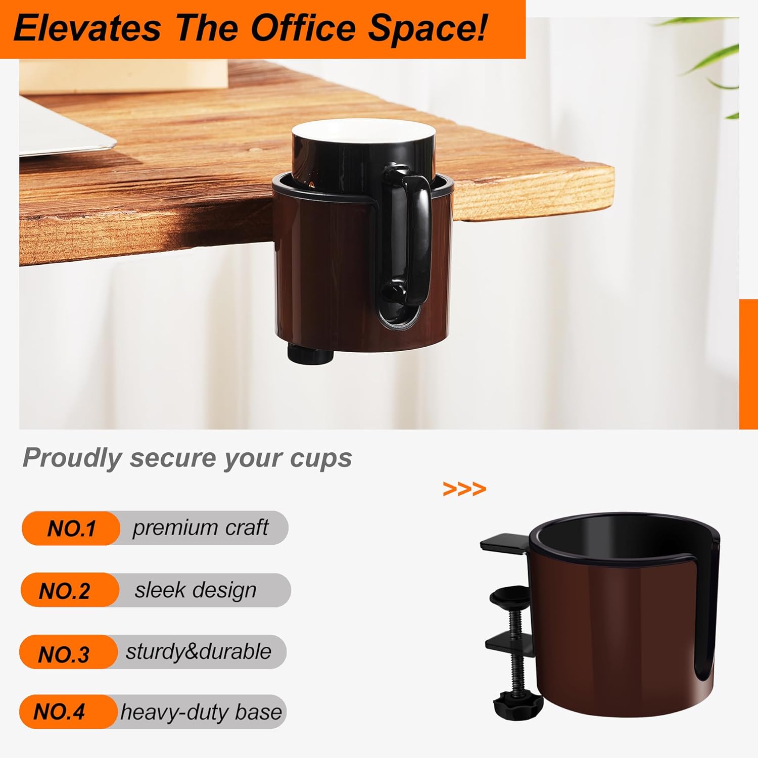 2pcs Cup Holder for Desk (2PCS Brown)