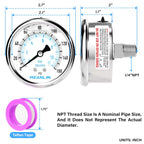 MEANLIN MEASURE 0~160Psi Liquid Filled Pressure Gauge Stainless Steel with 316 Stainless Steel Joint 1/4" NPT 2.5" FACE DIAL for Air Compressor RV Regulator Water Pressure Tester Center Back Mount