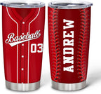 Hyturtle Personalized Baseball Tumbler Baseball Players Design Stainless Steel Double Walled Vacuum Insulated Tumblers 20oz30oz Coffee Travel Mug Cup Christmas Gift For Men Boys Friends Dad Sports Fan