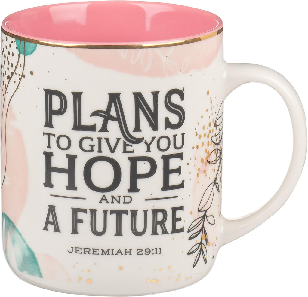 Christian Art Gifts Floral Ceramic Coffee Mug – 14 oz. Lead and Cadmium-free, Non-Toxic Inspirational Scripture Coffee and Tea Mug for Women with Bible Verse: Plans to Give You A Hope –Jeremiah 29:11