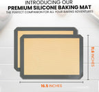 Silicone Baking Mat - 2 Pack Reusable Silicone Baking Sheet Liner for Oven - Half Sheet Nonstick Mat 16.5"x11.6" for Bread, Dough, Macaron, Cookie Cooking Liners for Kitchen Counter Bakery Supplies