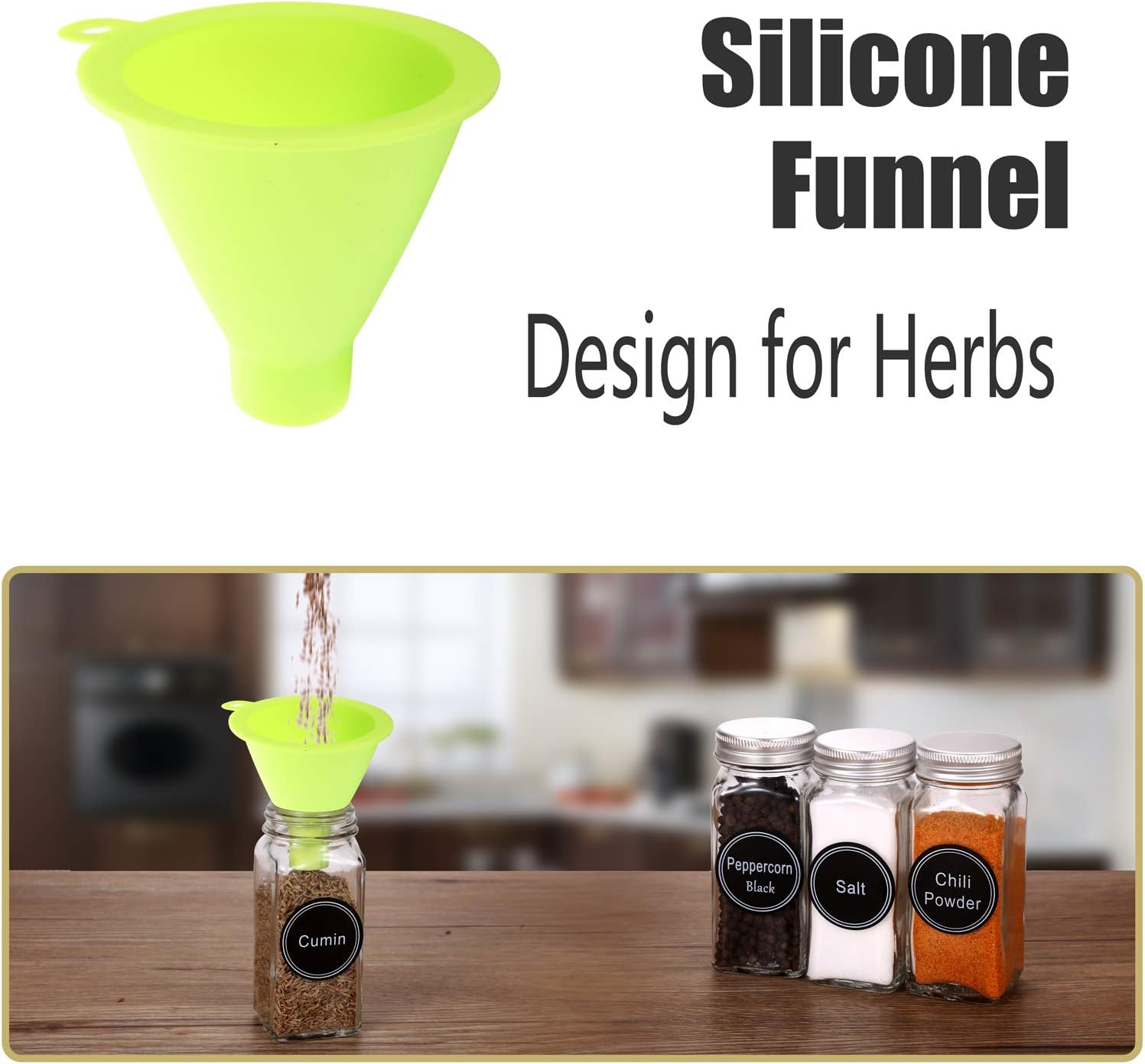 SWOMMOLY 25 Glass Spice Jars with 703 Spice Labels, Chalk Marker and Funnel Complete Set. 25 Square Glass Jars 4OZ, Airtight Cap, Pour/sift Shaker Lid