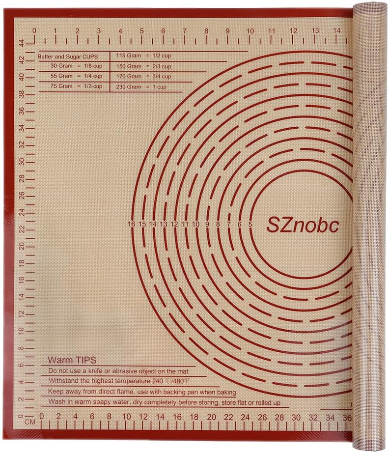 Non-slip Silicone Pastry Mat 28X20 inches Baking Mat with Measurement, Perfect for Dough, Pastry, Pie Crust, Fondant, Cookies, Bread, Pasta, Pizza, Food Grade Kitchen Counter Mats