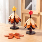 Wooden Star top 4-Piece Christmas Tree Coaster Set, can be Placed on hot Dishes, Coffee, hot Water Cups, Home Restaurant Coaster, Heat-Resistant and Heat-Resistant mat, Holiday Table Decoration