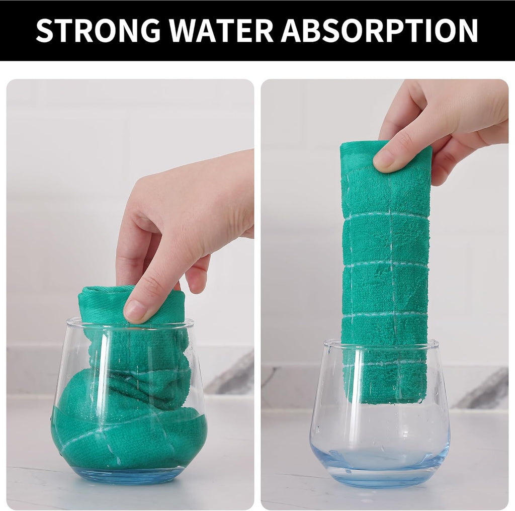 Homaxy 100% Cotton Terry Kitchen Dish Cloths, Ultra Soft and Absorbent Dish Towels for Kitchen, Suitable for Drying and Washing Dishes, 6 Pack, 12 x 12 Inches, Turquoise