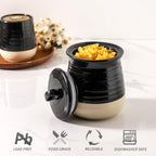 Hasense Ceramic Food Storage Jar with Airtight Lid, Coffee Cookie Containers for Kitchen Counter, 30 FL OZ Kitchen Canisters for Coffee Beans, Tea, Sugar, Candy, Black Kitchen Decor