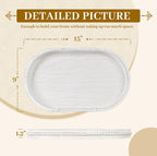 MAONAME Wood Serving Tray, Farmhouse Wooden Tray for Coffee Table, Oval Beaded Trays, Vintage White Decorative Trays for Living Room, Kitchen, 15" X 9" X 1.2"