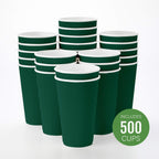 Restaurantware 12 Ounce Double Wall Disposable Coffee Cups, 500 Insulated Forest Green Paper Tumblers with Rolled Rim Design, Lids Sold Separately for Hot Drinks like Tea, Hot Chocolate and More