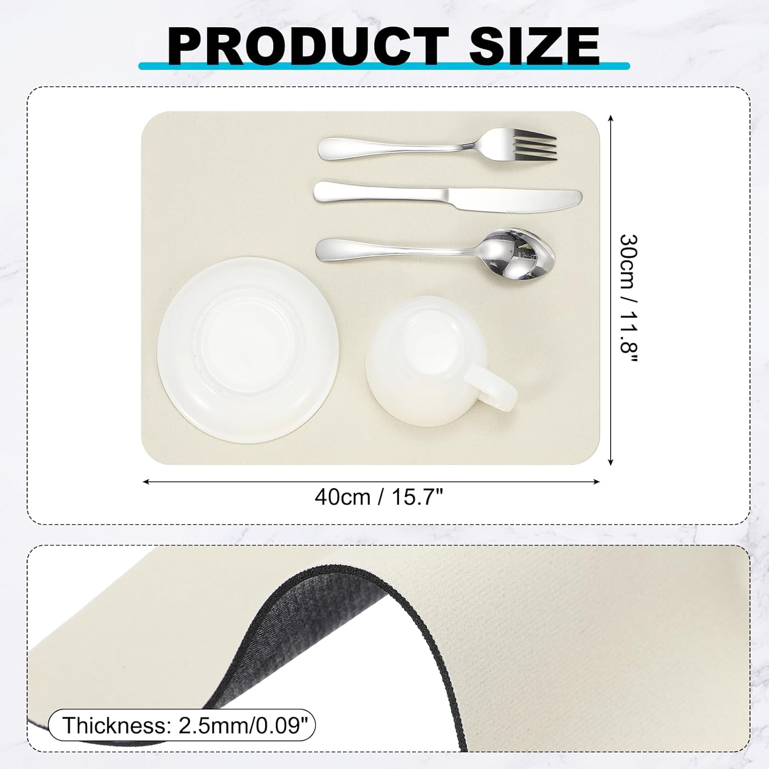 uxcell Silicone Mats for Kitchen Counter, 15.7" x 11.8" Non-Slip Countertop Protector Mat Heat Resistant Coffee Mat Waterproof Table Placemat, Beige