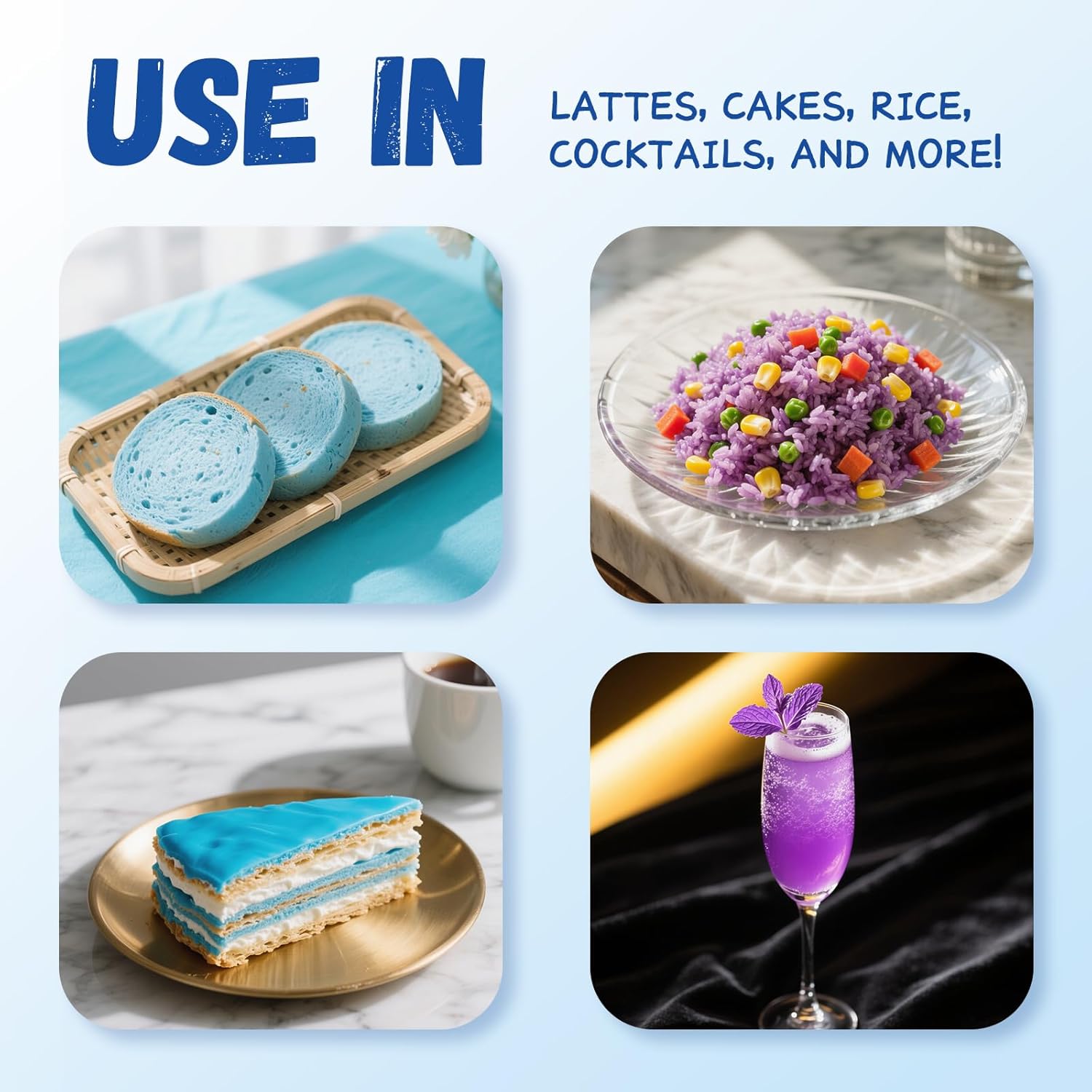 Nutrabloom Butterfly Pea Flower Powder 4 Ounce, Non-GMO Vegan Food Coloring Caffeine-Free Health Benefits Herbal Tea Powder for Cocktail, Smoothies, Drink, Baking