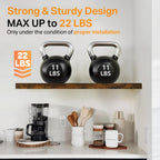 BAYKA Floating Shelves, 22.5 inch Rustic Wood Wall Mounted Shelves for Bedroom, Living Room, Kitchen & Office, Hanging Display Shelf with 22 lbs Capacity (Rustic Brown,Set of 2)