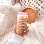 SANDJEST Christian Glass Can Tumbler 16oz, Inspirational Glass Cup with Lid & Straw, Iced Coffee Aesthetic Cups for Women Girls, Gifts Idea for Christmas Birthday