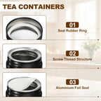 uxcell 2Pcs Round Tea Canisters, 4" x 4" Airtight Metal Tea Containers for Loose Tea, Coffee Beans, Spices - Durable, Compact, and Stylish Storage Tea Tin (Black)