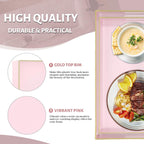 MAONAME Pink Serving Tray Set of 2, Plastic Decorative Trays with Handles, Rectangular Coffee Table Tray for Ottoman, Nesting Trays for Living Room, Bedroom