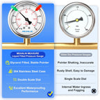 MEANLIN MEASURE -30inHG~30Psi Vacuum Pressure Gauge 1/4" NPT 2.5" FACE DIAL, Stainless Steel Liquid Filled Pressure Gauge WOG Water Oil Air Center Back Mount (with 2PCS Snaps)