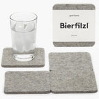 Graf Lantz - Bierfilzl Merino Wool Square Coasters Set of 4 - Granite (4"x4"x5mm) - Absorbs 30% of Weight - Natural German Wool - Heat Resistant, Sustainable, Reusable - Home Decor, Coffee Table Decor