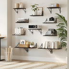 DINZI LVJ Deep Floating Shelves, 16" W x 12" D Wall Shelves Set of 2, Wide Display Shelf Mounted with Brackets, Easy-to-Install Wall Bookshelf for Living Room, Bathroom, Bedroom, Espresso