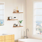 Floating Shelves for Wall, Nature Wood Wall Shelf Set of 3, 16" Wall Mounted Floating Shelf for Kitchen, Living Room, Bedroom, Bathroom Storage, Book Shelf for Wall Home Decor, Frame Display