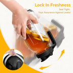 Mason Jar Pitcher, 64 OZ Glass Pitcher with Lid Double Leak-proof with Handle Water Jug Wide Mouth Breast Milk Pitcher Fridge Container for Water, Juice, Iced Coffee, Tea, Juice （Black）