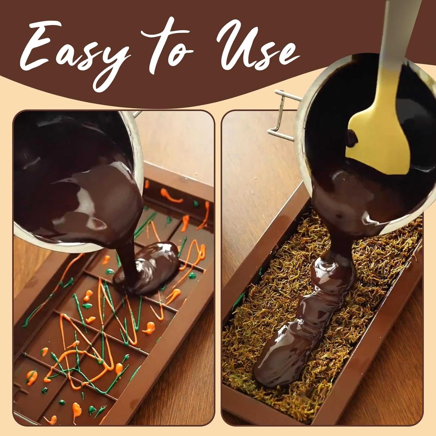 HKNMTT Chocolate Bar Molds Silicone, Large Stuffed Dubai Pistachio Deep Bar Moulds Kit 1 Inch Thick Big Pack of 2, Ideal for Homemade Making Bar Candy Bar Bpa Free DIY