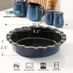 Hasense Ceramic Pie Pan for Baking 9 inch, Quiche Baking Dish for Oven, Round Nonstick Pie Plates for Apple Pie, Tart, and Quiche, Microwave & Oven Safe, Modern Blue Design