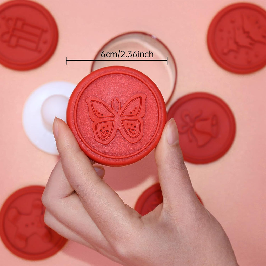 Christmas Cookie Stamps Silicone Cookie Stamps Cookie Cutter Biscuit for DIY Christmas and Daily Baking Set of 6