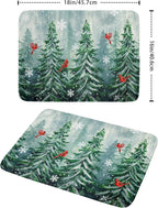 Welcome Winter Pines Tree Dish Drying Mat, Winter Snowflake Dish Drying Mat for Kitchen Counter, Red Birds Absorbent Fast Dry Dish Drainer Mat Protector Xmas Microfiber Dish Drying Pad 16"x18"
